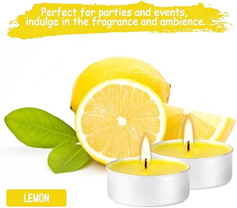 Scented Tealight Candles, Lemon Aromatherapy Candles